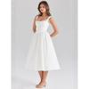 Summer New Niche Waist Back Lace-up Thin Versatile Thin White Dress