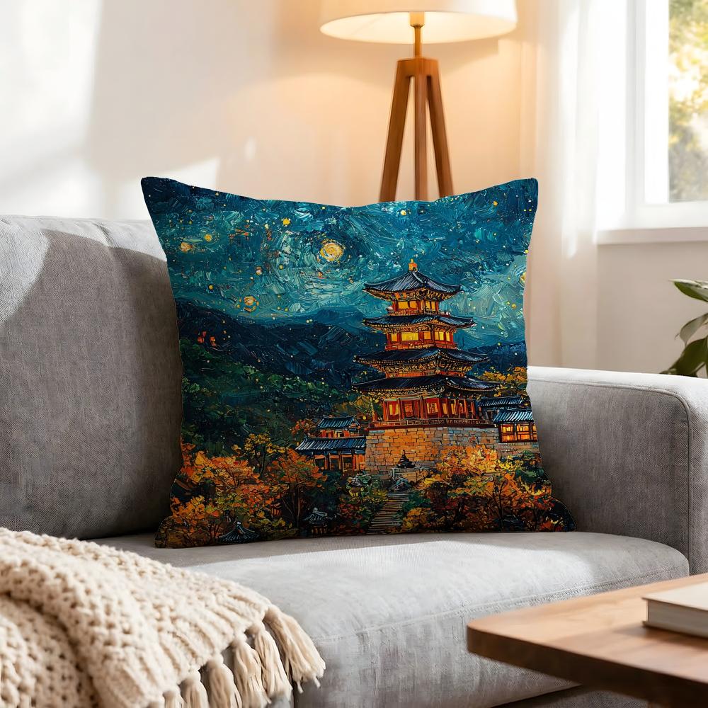 Place Korea Foguo Temple Cushion Cover Pcs Decorative Covers Soft Cushion Case for Sofa Couch Decor x x Pillowcases 30X30cm
