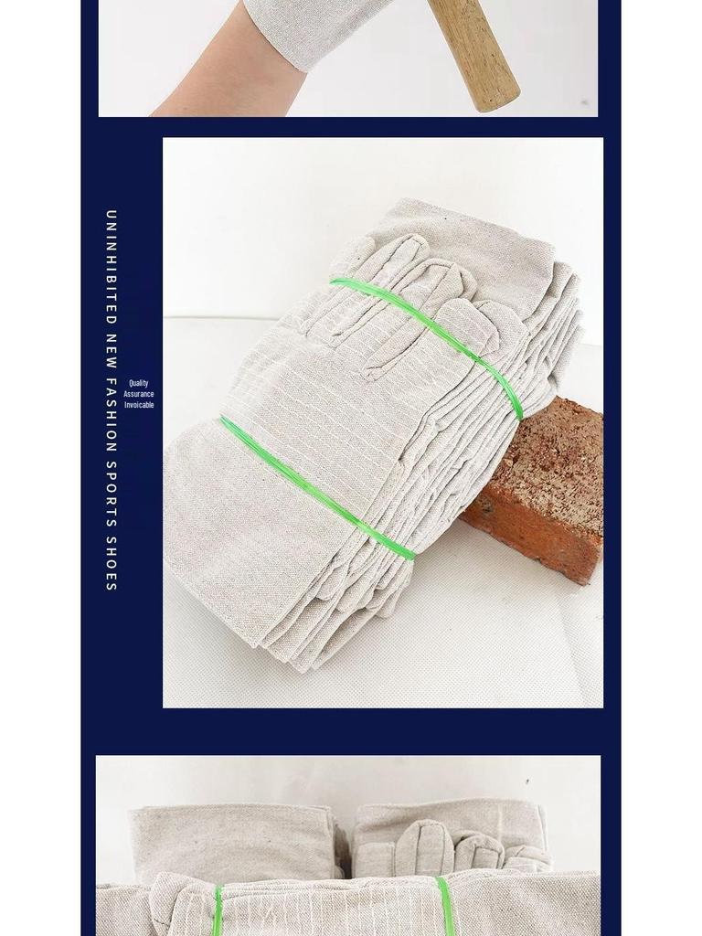 Double-Layer Canvas 24-Thread Heavy-Duty Work Gloves for Welders and Construction Workers