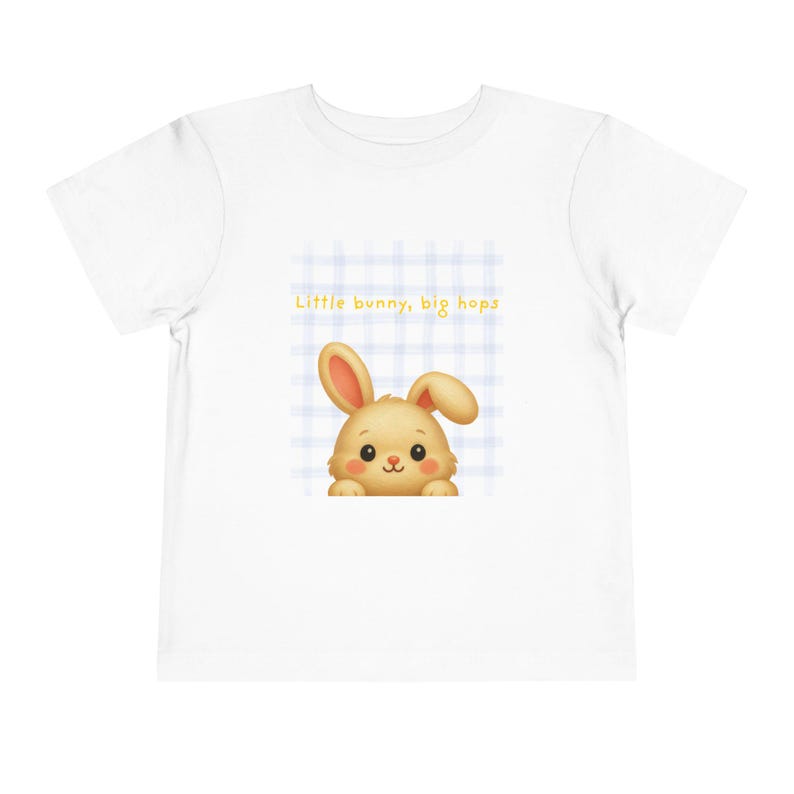 Toddler Bunny T-Shirt | Pastel Gingham, Watercolor Art, Cozy Comfort 110