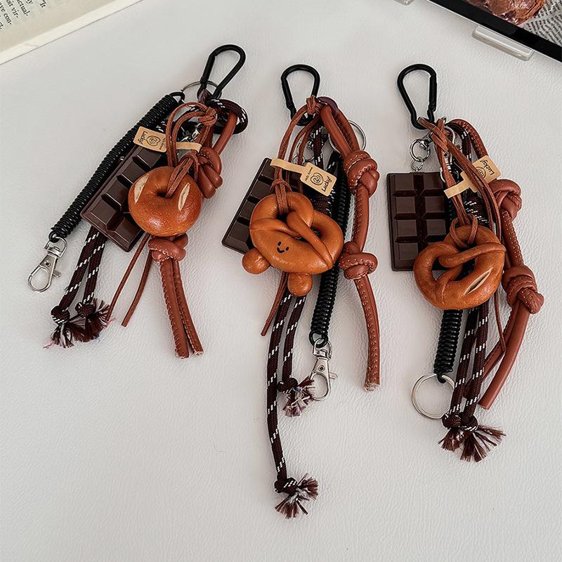 Braided Rope Bag Pendant High-Grade Keychain Pendant Cute Miu Series Alkaline Water Bread Bag Pendant Chocolate Pendant