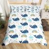 Blauer Bettbezug mit Meereswalen, King-Size-Bett, Cartoon-Meerestiere, Kinderbettwäsche-Set, Küstenstrand, Bettbezug, Meereswellen, Bettbezug