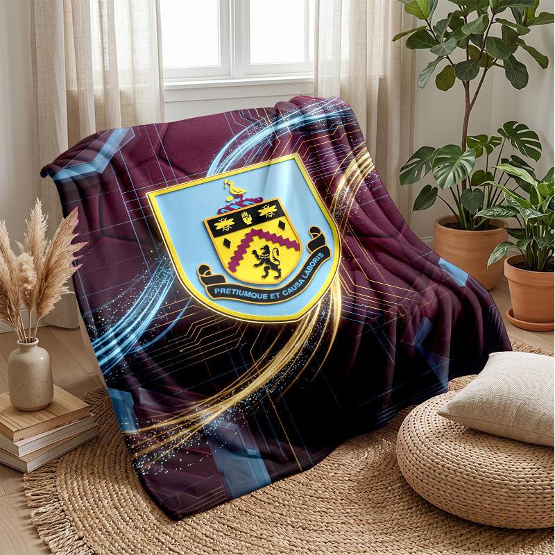 Coperta in Flanella con Stampa Calcio Burnley, Coperta Morbida Calda Leggera per Divano Letto Campeggio