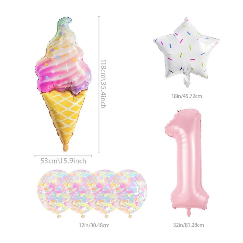 Aluminum Foil Balloons with Star and Ice Cream Designs Easy Inflation for Children Parties and Event