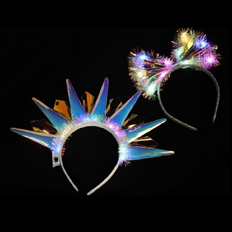 Glowing Headband for Women PVC LaserColor Hairhoop Halloween Party Headwear