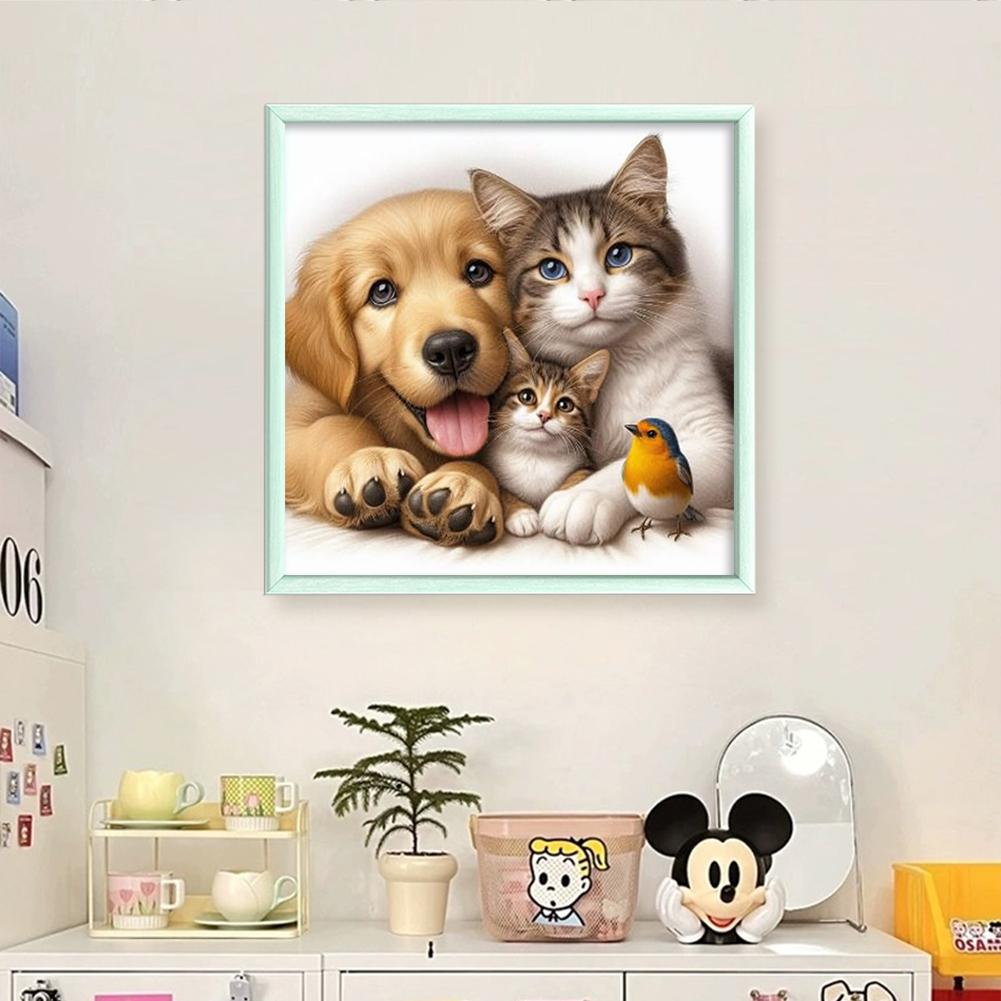 Vollstickerei Öko-Baumwollgarn 11CT Gedrucktes Katzen-Hunde-Kreuzstich-Set 40x40cm