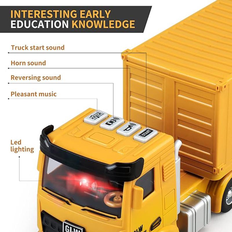 60Pcs/Set Engineering Truck With Light And Sound Diecast Construction Excavator Model Vehicle Alloy Toys For Children Boys Gifts