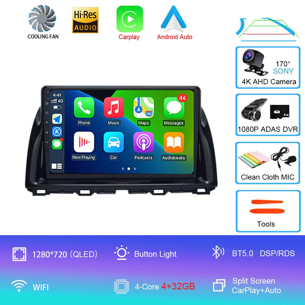 Car Radio Android 14 Carplay Auto For Mazda CX5 2011 - 2016 CX-5 CX 5 Navigation GPS video Player Stereo video DVD WIFI+4G