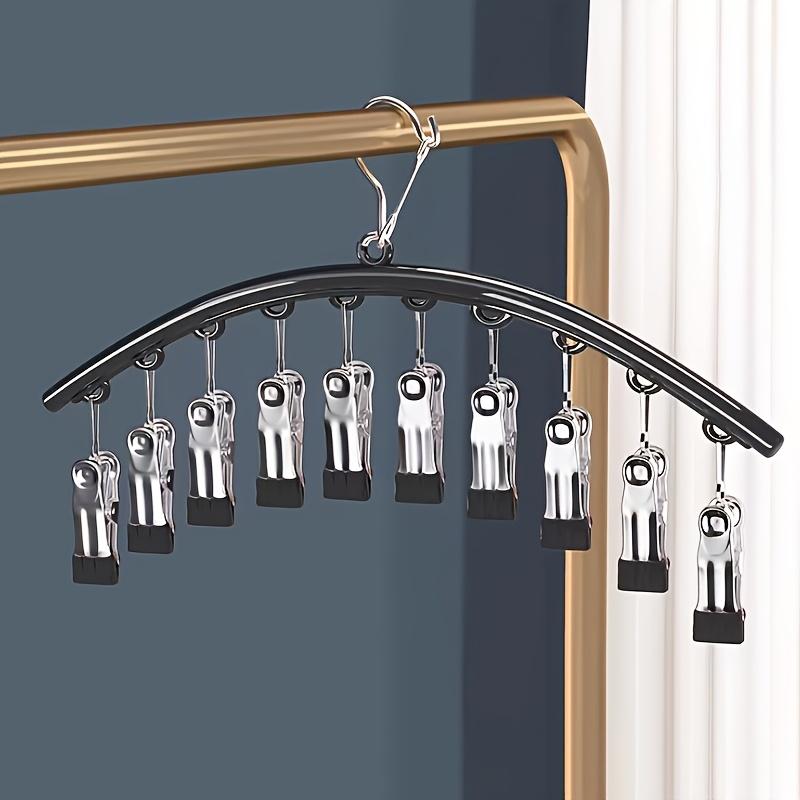 1PC curved multi-clip hanger with 10 non-slip clips and rubber coating -