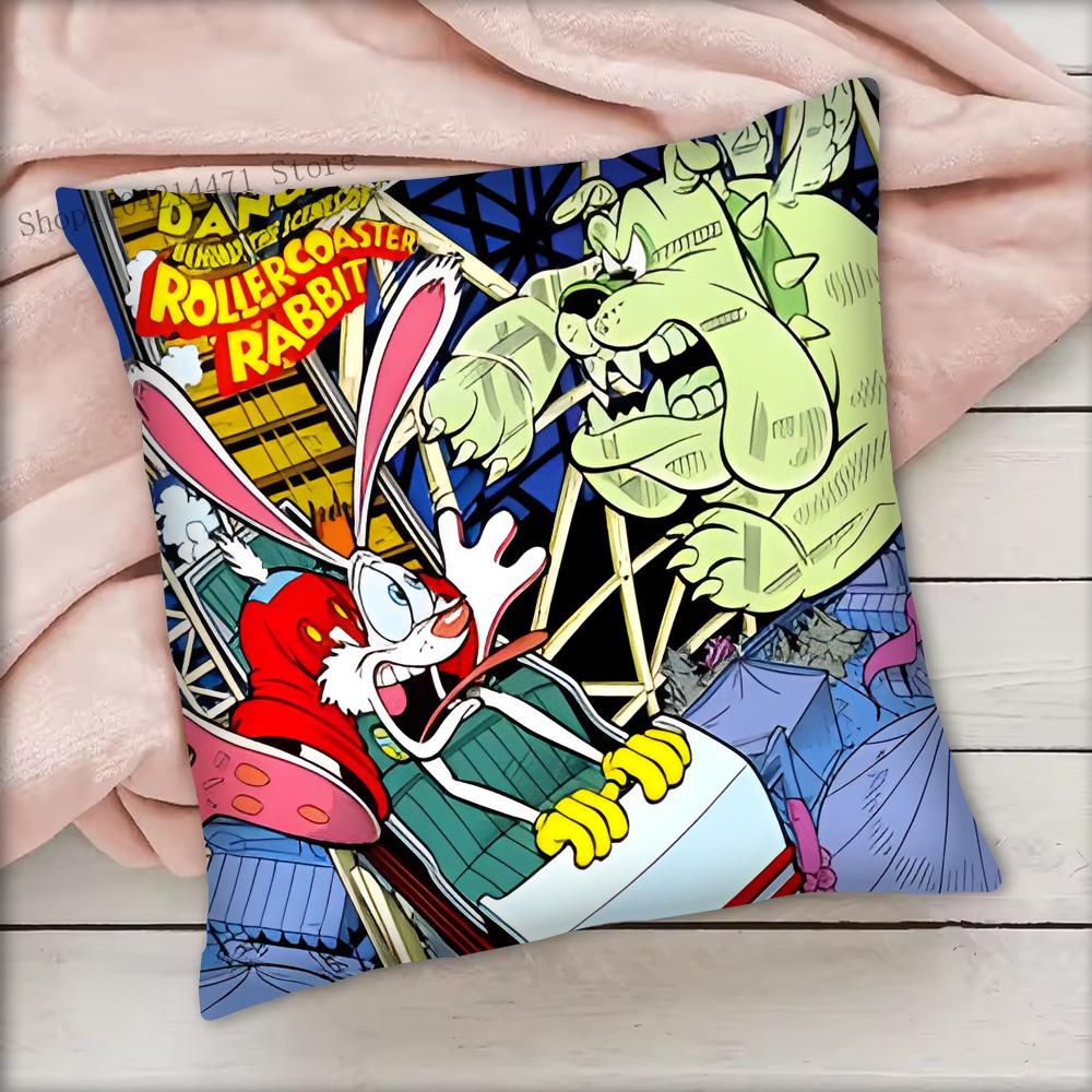 Cartoon Animation R-Roger R-Rabbit Pillow Case Square Bedroom Sofa Leisure Comfort Cushion Car Living Room Home Decoration