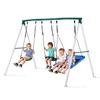 VEVOR Swing Set for Backyard, 110 X 80 Cm Swing Seat and Two Belt Seats, with Heavy Duty A-Frame Metal Stand, 318 Kg Load Capacity