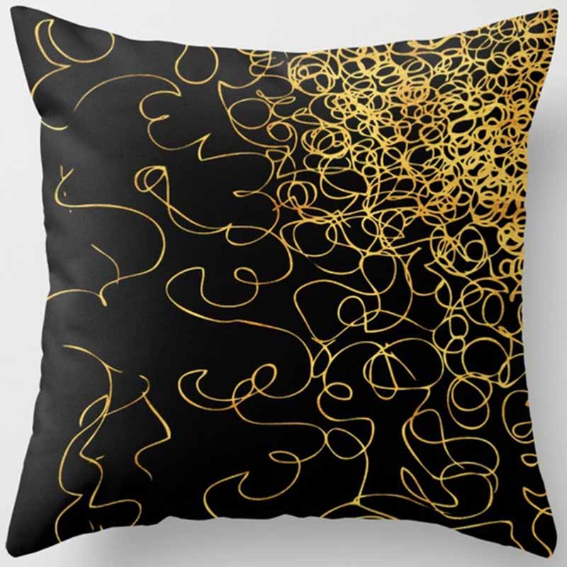 Black and Yellow Square Pillowcase, Home Decoration, Car Sofa Cushion Cover 45cm*45cm