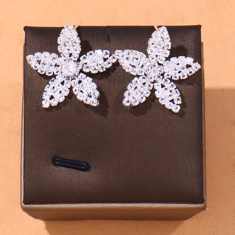 Zirkon Blomster Halskjede og Øredobber Sett Smykker for Kvinner 2021 Ny Mote Nigeria Rhinestone Fest Smykkesett Gave