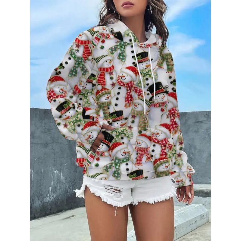 Womens Floral Print Hooded Sweatshirt Soft Comfortable Casual Pullover Daily Wear
