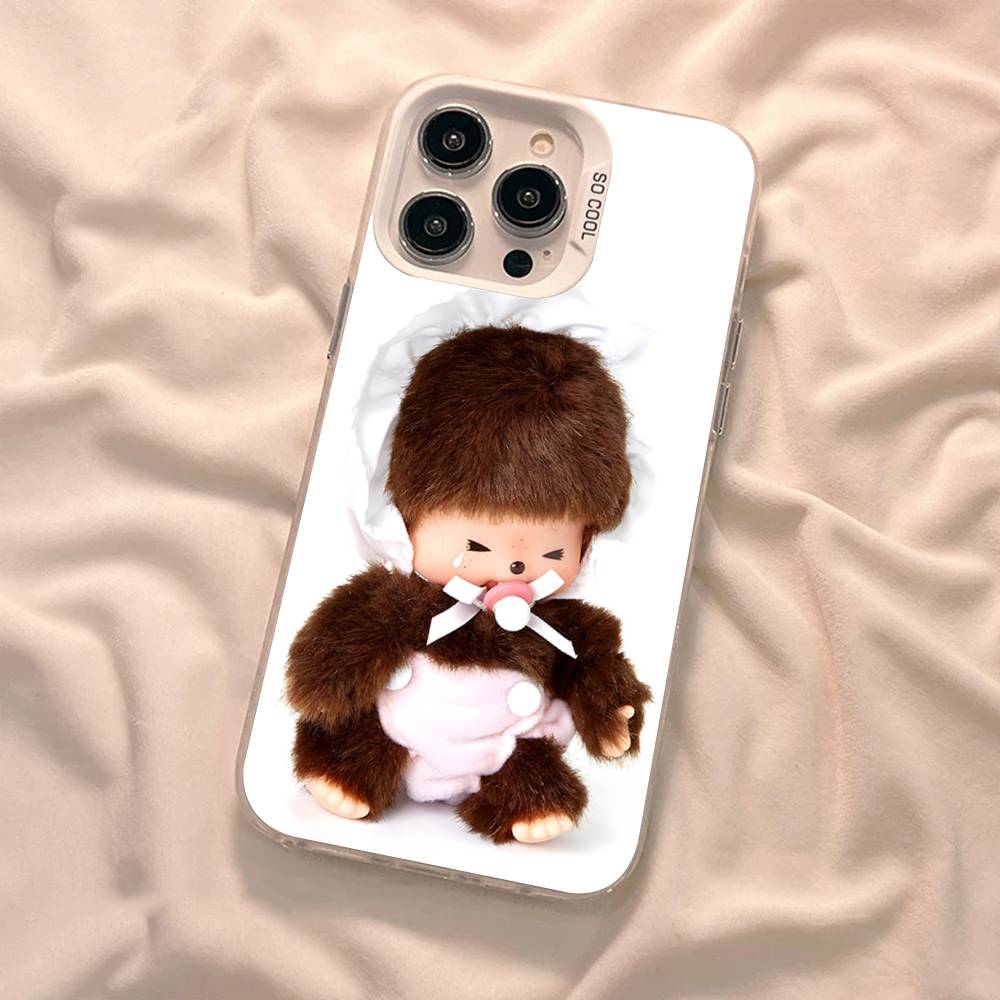 Cute M-monchhichis-s Phone Case For IPhone 17 16 15 14 11 12 13 Pro Max Plus Pro Colored Silver Cover