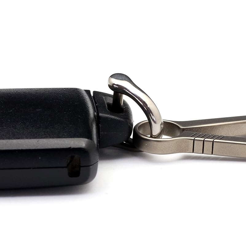 [TUNUKE] D-ring Titanium Small Size Mini Screw Type with Screwdriver Key Ring Key Ring Carabiner Key Car (Glossy Black X2)