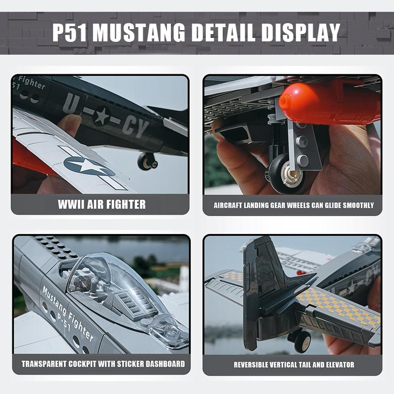 WG4006 WWII Vojenský 1/26 P51 Mustang Stíhačka Stavebnice Severoamerické Vzdušné Sily Prúdové Lietadlo Hračky Pre Deti Dospelý Darček