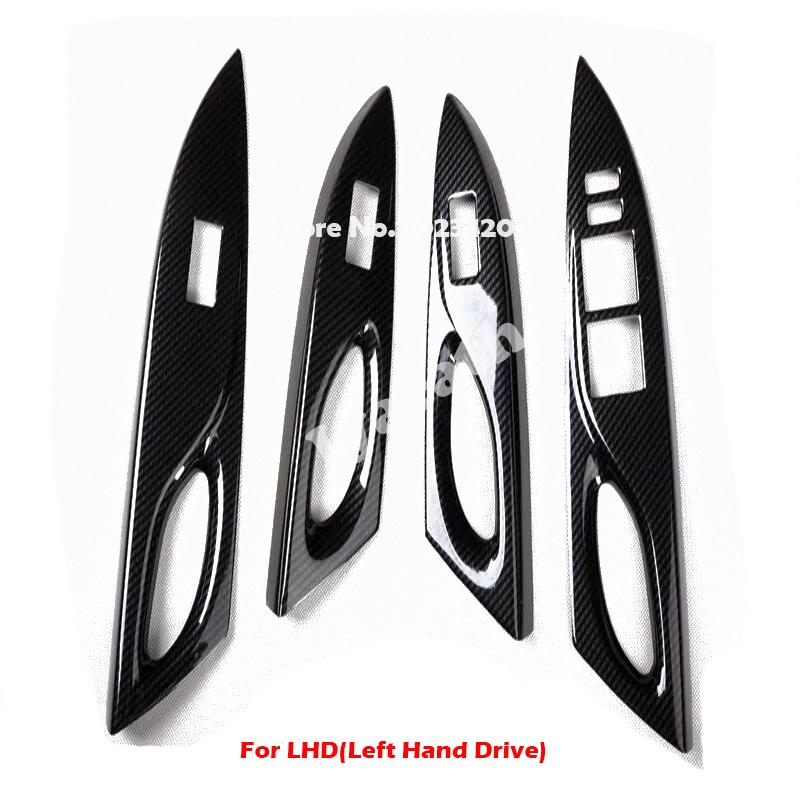 LHD RHD For 2014 2015 Toyota Yaris L Vios FS ABS Carbonfiber Window Rise Switch Gear Shift Panle Steering Wheel Air Switch Cover