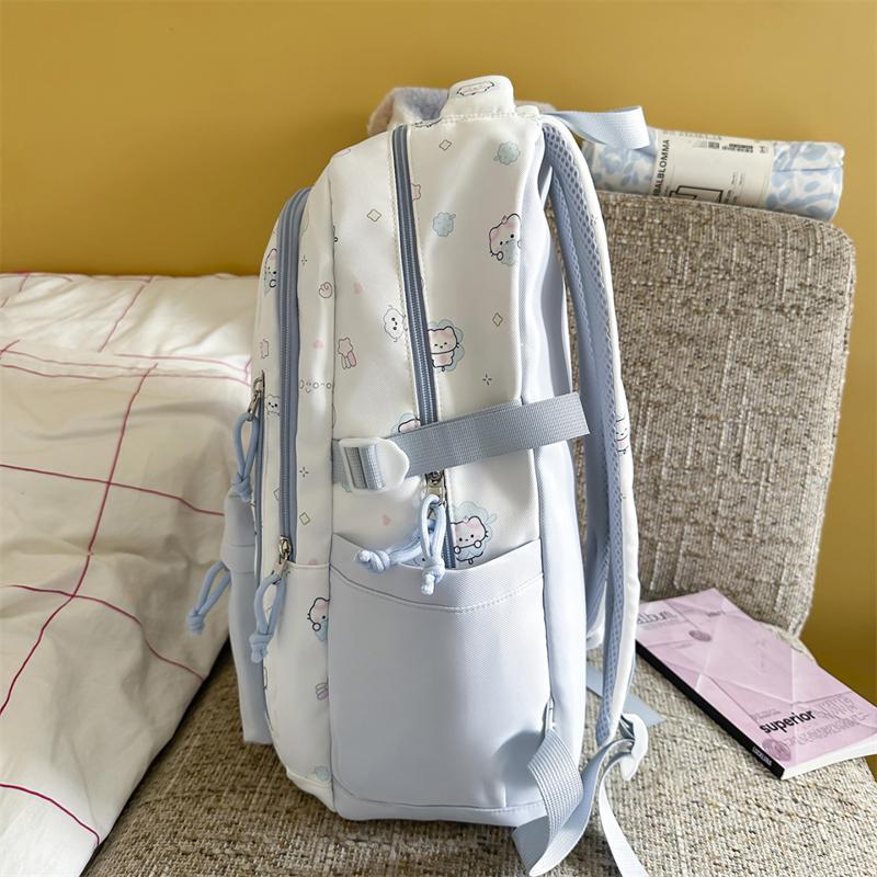 Color Block Cartoon Backpack Commuter Large Capacity Schoolbag Women's Lightweight Backpack