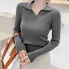 Polo collo alto lavorato a maglia pullover maglioni donna autunno inverno primer camicia manica lunga colletto rovesciato maglione corto top tinta unita taglia unica