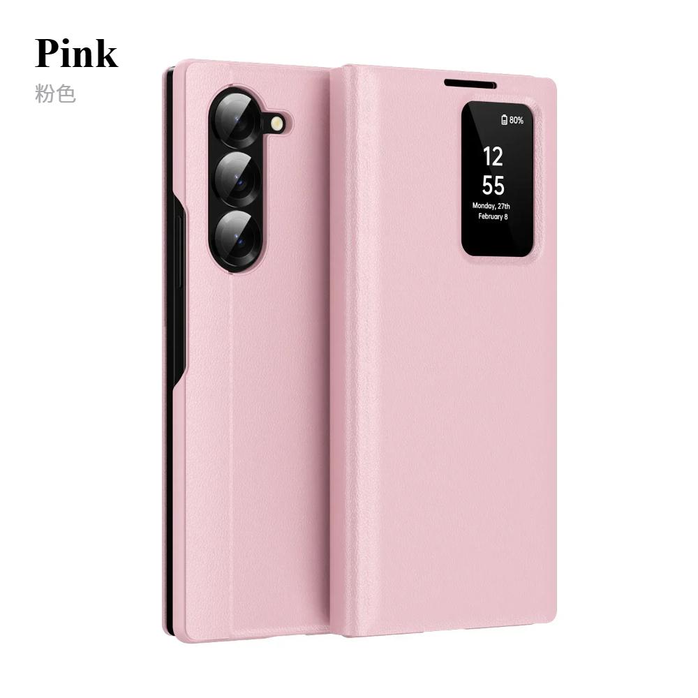For Samsung Galaxy S26 Ultra S24 FE S25Plus Flip Case Original Business Leather Card Pocke Flip Smart Display Transparent Window Anti-fall Protect