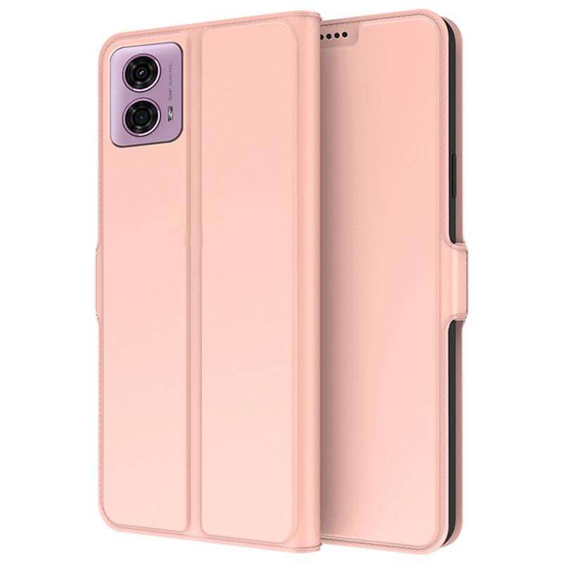 

For Motorola Moto E14 4G/G04 4G/G04s 4G/G24 4G Cell Phone Cases Card Holder PU Leather Stand Cover Pink