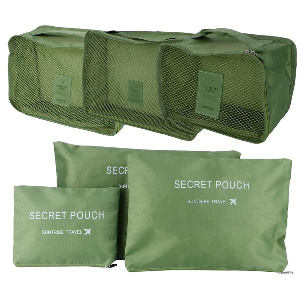 6Pcs/Set Storage Bag Clothing Sorting Bag Luggage Suitcase Packing Organizer for TravellingGreen