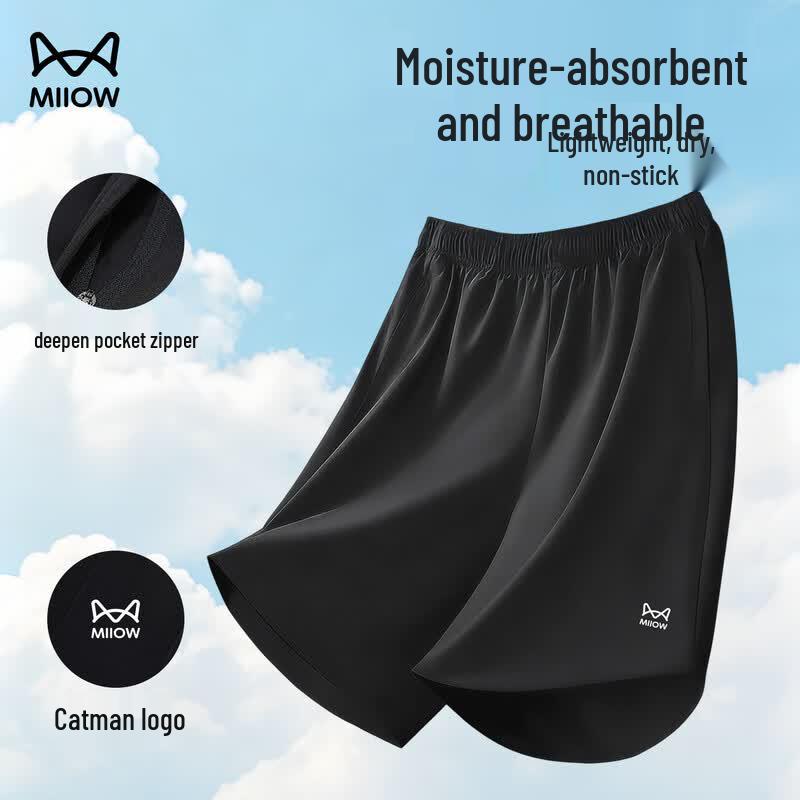 MiiOW Men s Quick-Dry Ice Silk Sports Shorts XL базовый черный