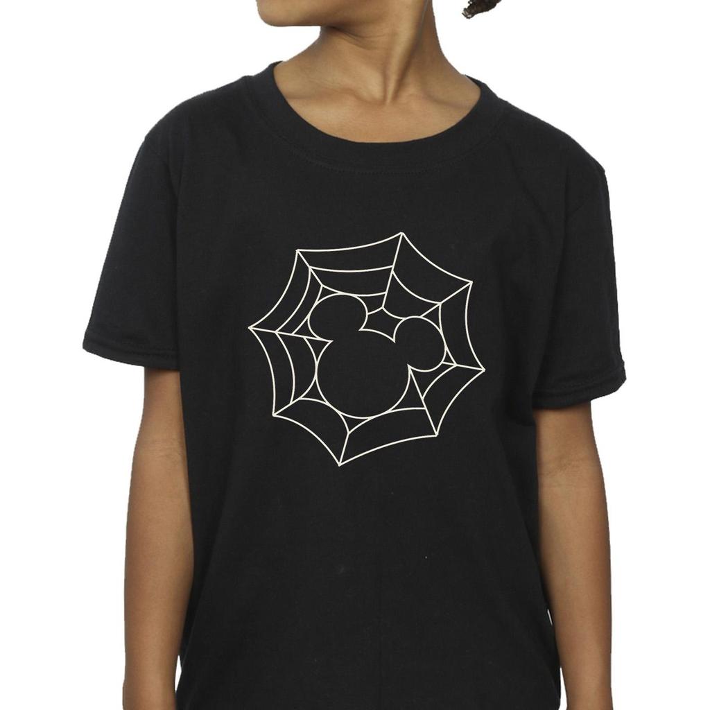 Disney Girls Mickey Mouse Spider Web Cotton T-Shirt