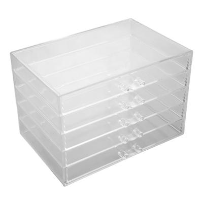Acrylic Jewelry Box 5 Drawers Transparent Dustproof Detachable Earring Storage Box Organizer for Necklaces Lipstick