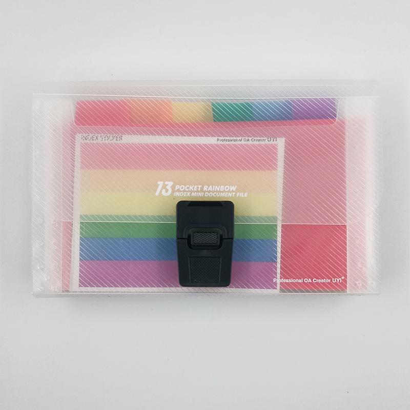 

Мини-13 сеток A6 карманов портативный зажим для хранения с пряжкой расширяющаяся папка для файлов Радужный органайзер для документов чехол-кошелек