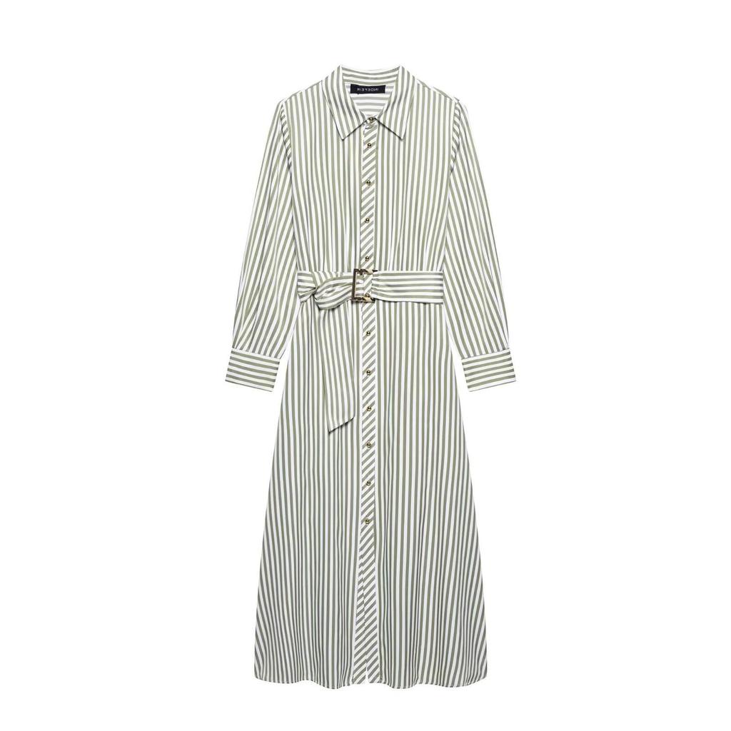 TAOP&ZA Summer Women's Striped Belted Midi Dress