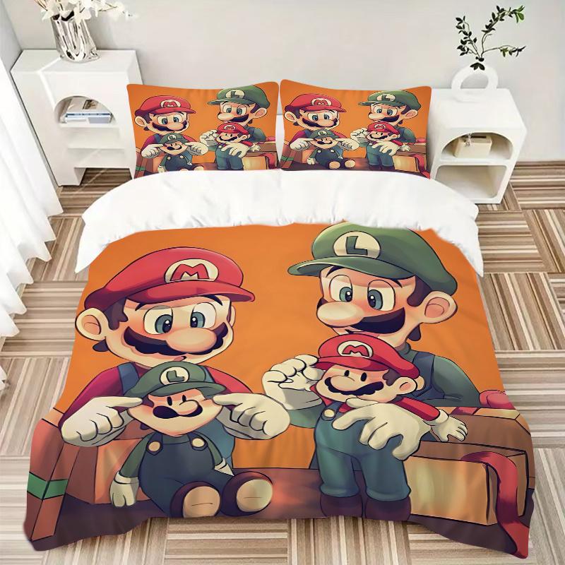 3pcs Heartwarming Adventure of Mario and Luigi Quilt Set - Soft and Comfortable Bedroom, Guest Room and Dorm Decor Bedding Set 1 Quilt Cover