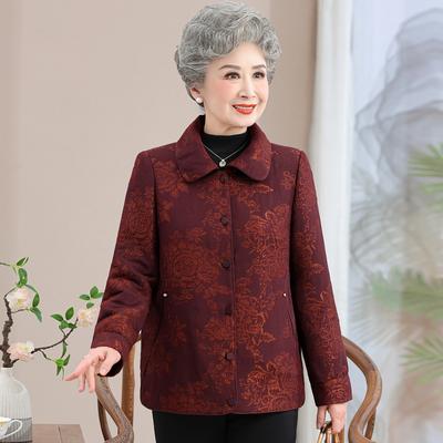 Blusa de Outono para Mãe Idosa 60 Anos 70 Avó Casaco de Lã Festivo Senhora Idosa Banquete de Casamento Roupas de Alta Qualidade