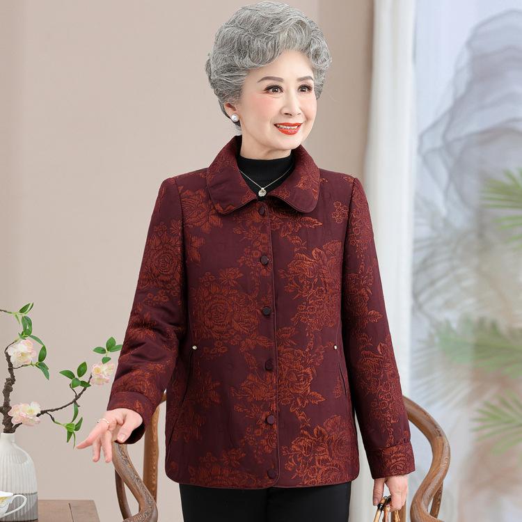Older Mother Autumn Top 60 Years Old 70 Grandma Woolen Coat Festive Old Lady Wedding Banquet High-end Clothes