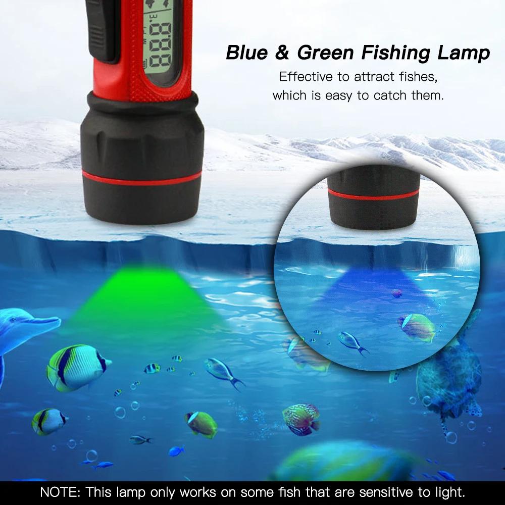 Sonar Ice Fishing Fish Finder with LED Underwater Light Wireless Waterproof Handheld Fish Finder with 0.8-90m Detection Depth