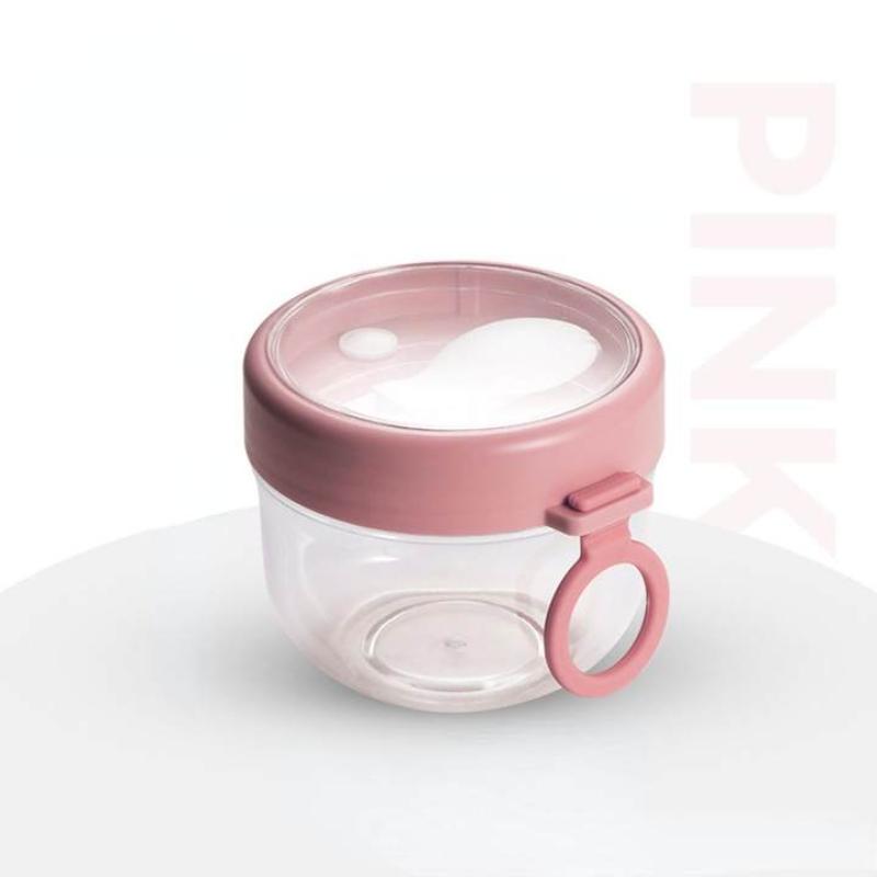 

3-Piece Large Capacity Salad Oatmeal Cups with Knife Fork Lid, Portable Sealed Breakfast Yogurt Cereal Jar, Dalgona Milk Cup розовый