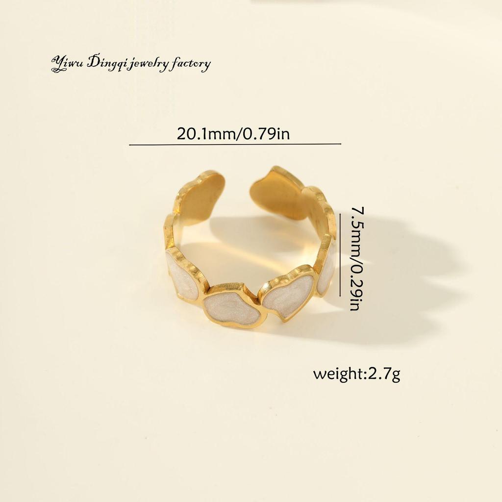 Luxury Non-Fading Drip Oil Open Ring - European and American Style Stainless Steel Statement Jewelry
