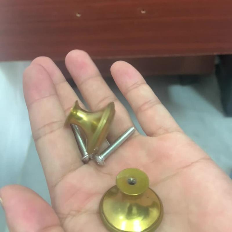 15pcs/8pcs Golden Metal Cabinet Drawer Pulls - Drag-Pull Mechanism Single Hole Knobs for Dressers, Wardrobes, Furniture Hardware