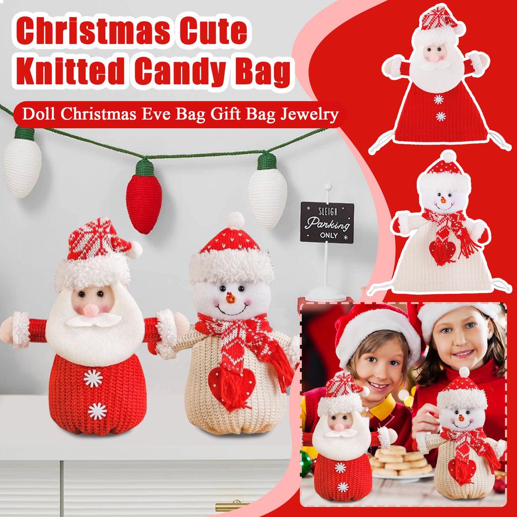 Christmas Cute Knitted Candy Bag Doll Christmas Eve Bag Gift Bag Jewelry