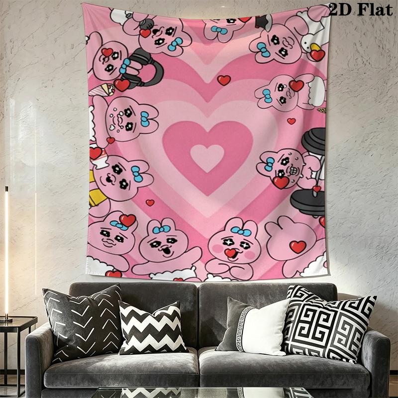 Whimsical pink heart-shaped rabbit Pattern Home Decor Tapestry, Wall Hanging, Decorative RV Wall Cloth.ZGT0914427