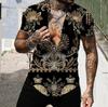 Pánské košile Krátké Luxusní košile s límečkem Lapel Prom Vysoce kvalitní topy Pánské oblečení Slim Fit Tričko 5xl Barokní potisk Volná trička