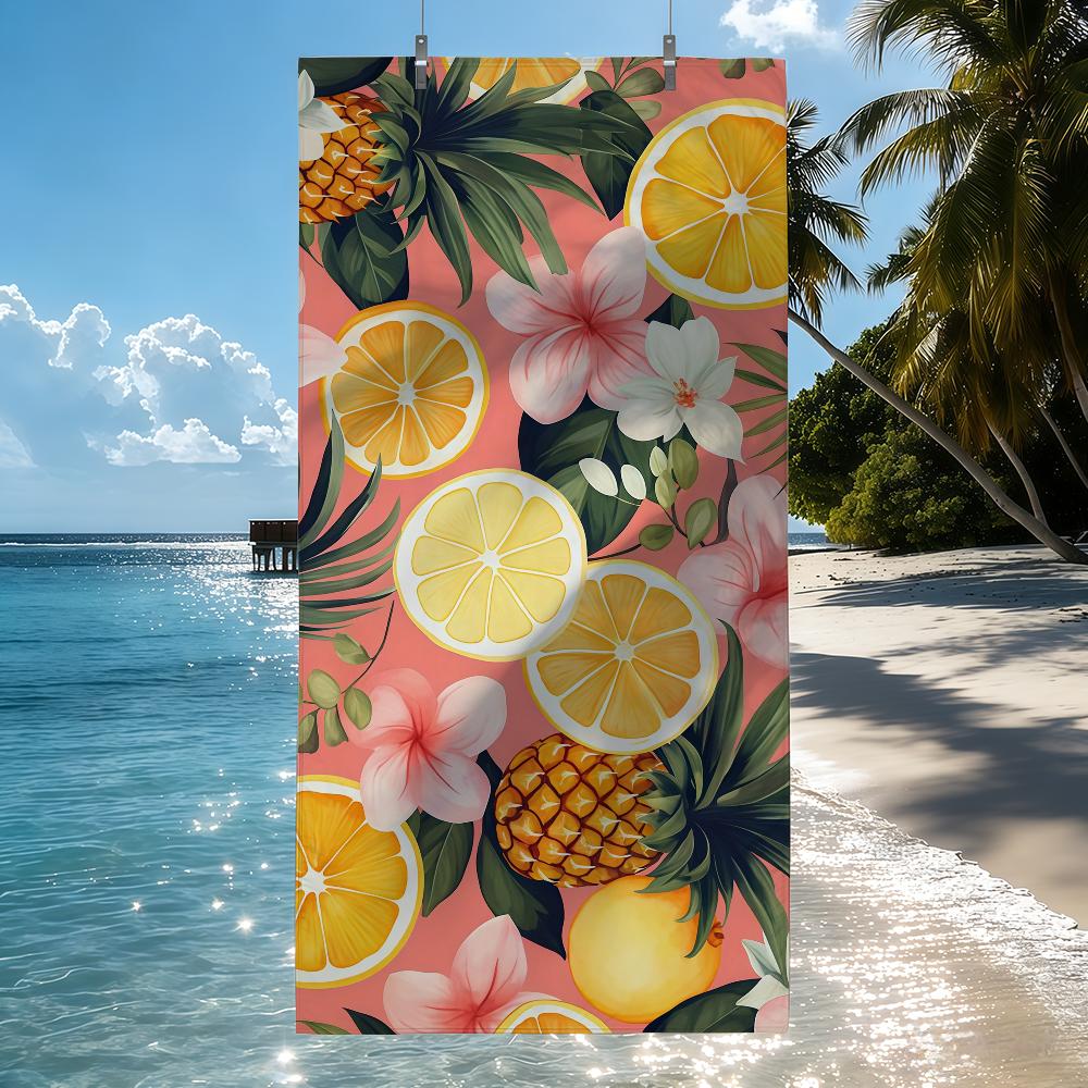 

Pineapple Print Towel Quick Drying Beach Towels Are Suitable For Swimming Pools Camping Yoga And The Gym W30*H60(CM)