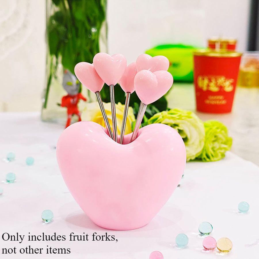 

11 шт. набор вилок Love Fruit Fork для дома, гостиной, рабочего стола, из нержавеющей стали, украшение для фруктов, симпатичная вилка для клубники и капусты
