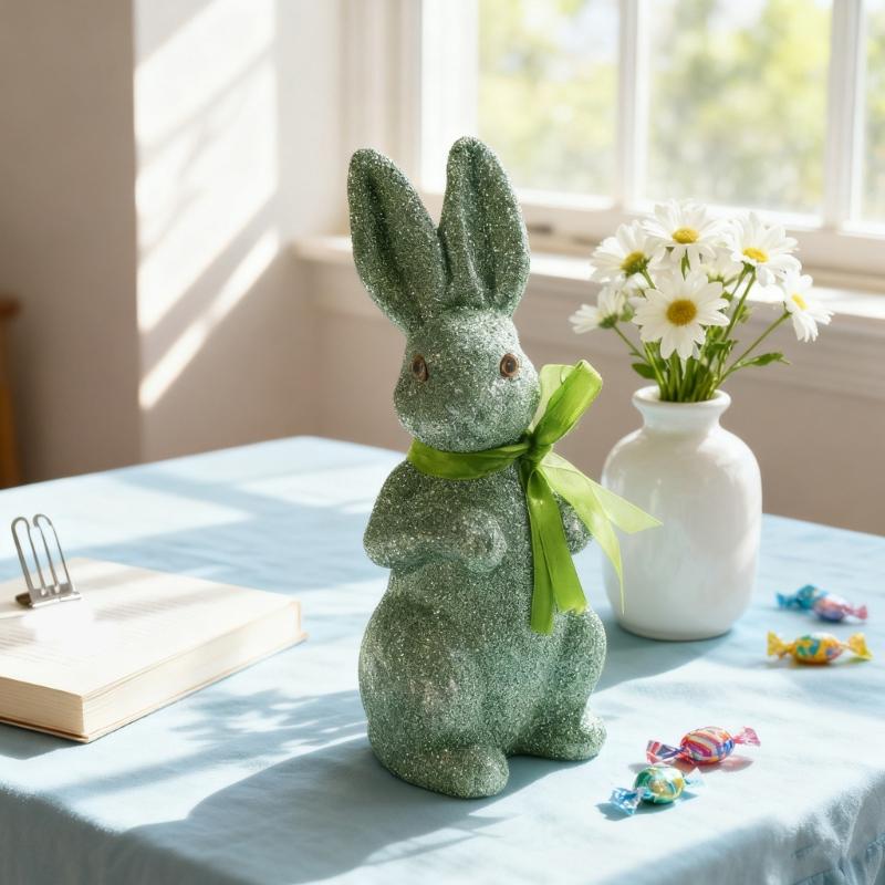 User Friendly Glittering Easters Rabbit Statue Colorful Portable for Holiday DIY Decorations Safe for Children