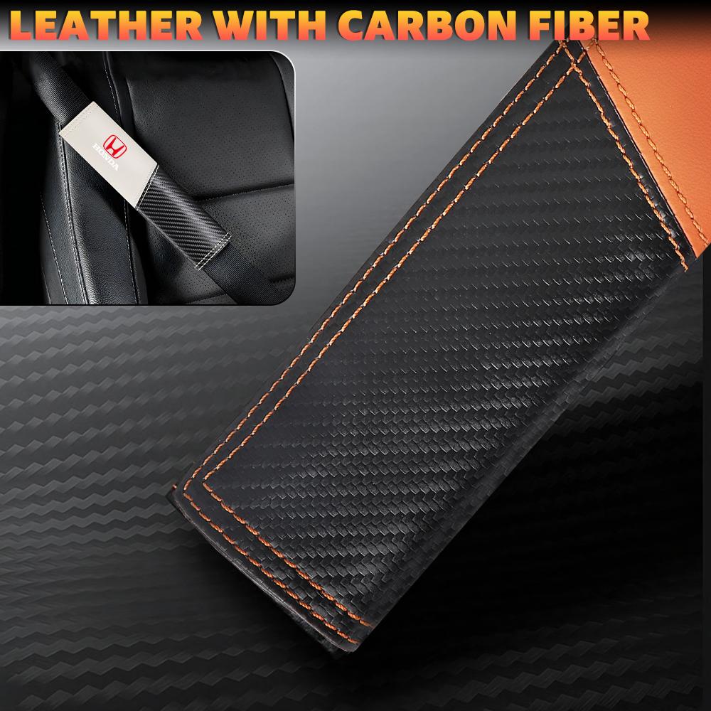 2pcs Car Seat Belt Cover Carbon Fiber Shoulder Protector Pad Cushion For Honda Odyssey Mugen City Civic Accord Type R Fit Jazz TT5