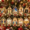Ornamenti di Natale in Legno, Kit per Pittura con Perle Fai da Te per Adulti, Kit per Diamond Painting di Natale per Adulti, 10 Disegni in Legno con Corda di Canapa