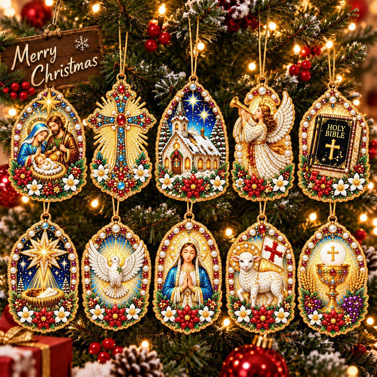 Houten Kerstversieringen, DIY Parel Kunst Kits voor Volwassenen, Kerst Diamant Kunst Kits voor Volwassenen, 10 Houten Ontwerpen met Hennep Touw