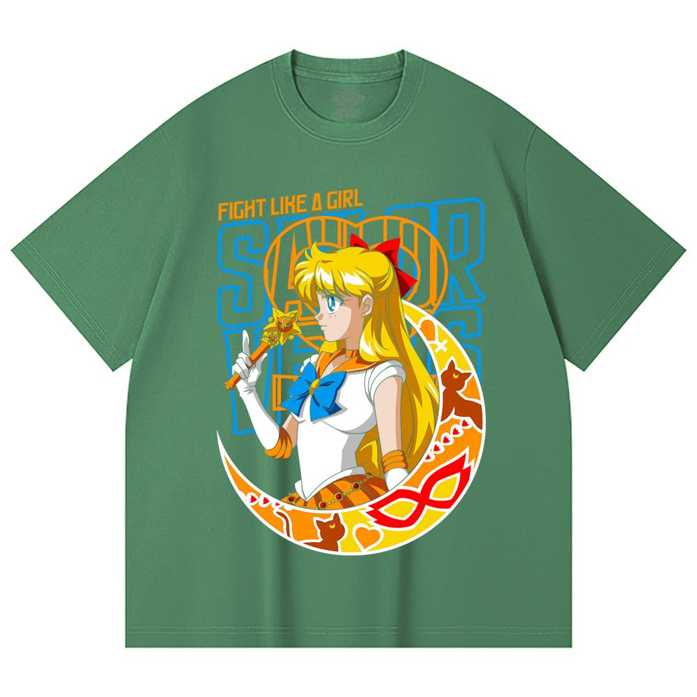 230 Gsm 100% Cotton Sailor Moon V5 Venus Print Unisex Heavy Cotton T Shirt