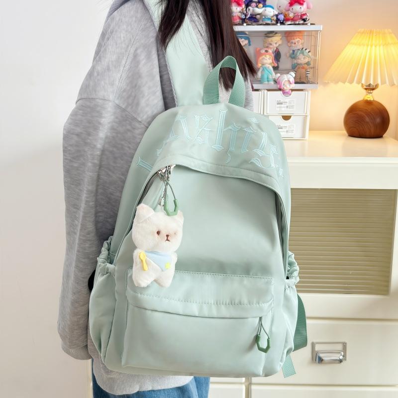 Schoolbag Backpack Solid Color Korean Version Campus Class Backpack Large Capacity Simple Versatile Japanese College Style Student School Bag